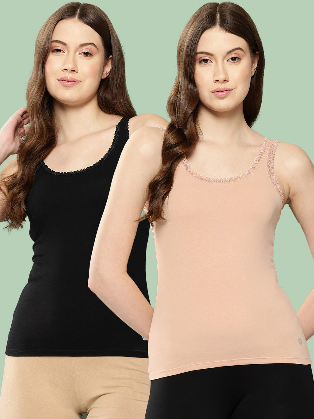Women’s Solid V-Neck Sleeveless Tank Top Camisole (Pack of 2)