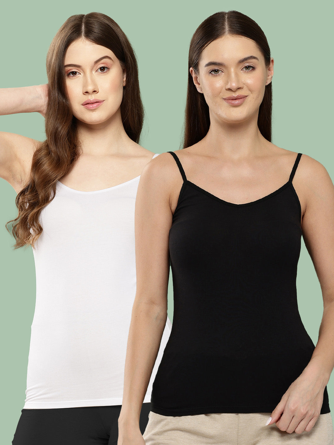 Women’s Solid V-Neck Sleeveless Tank Top Camisole (Pack of 2)