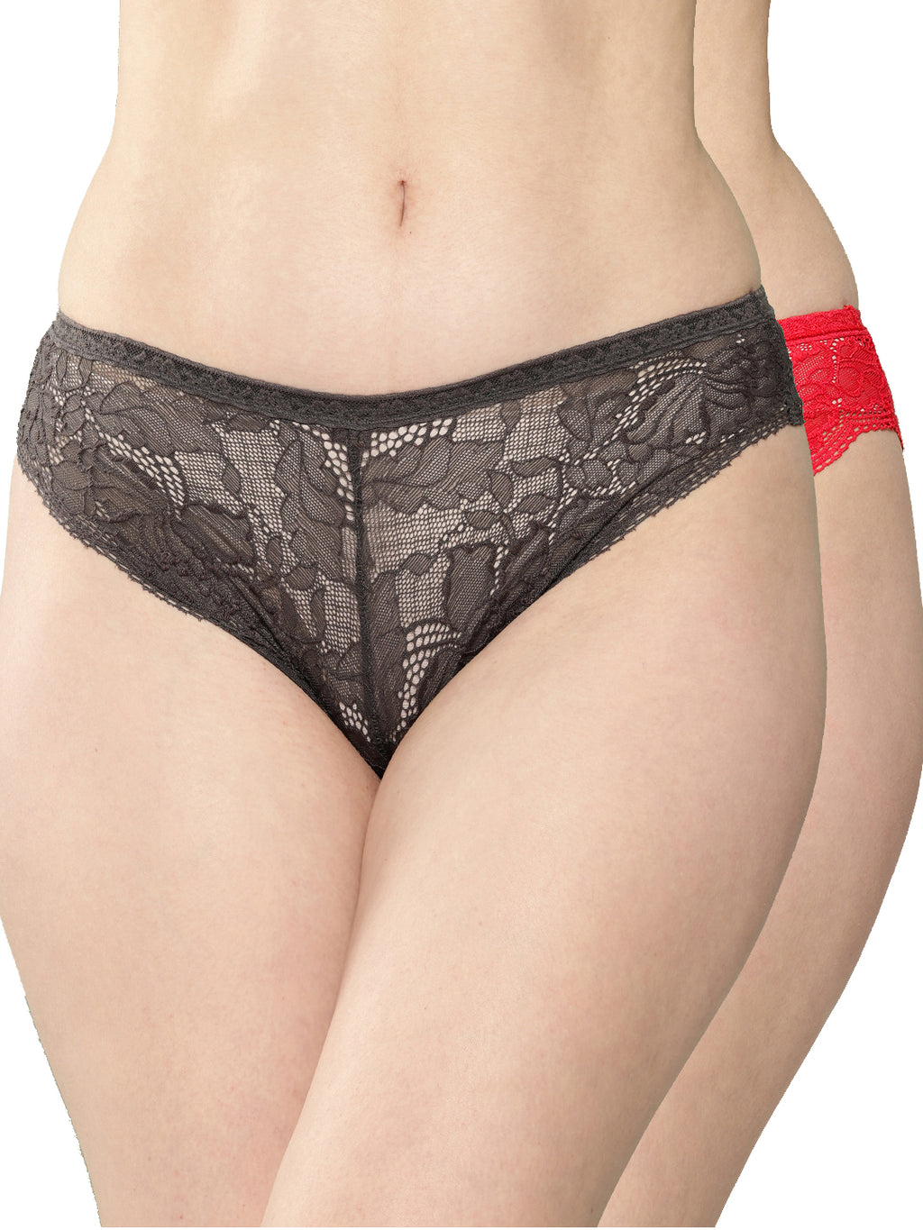 Women's Solid Mid Rise Bikini Lace Brief (Pack of 2)
