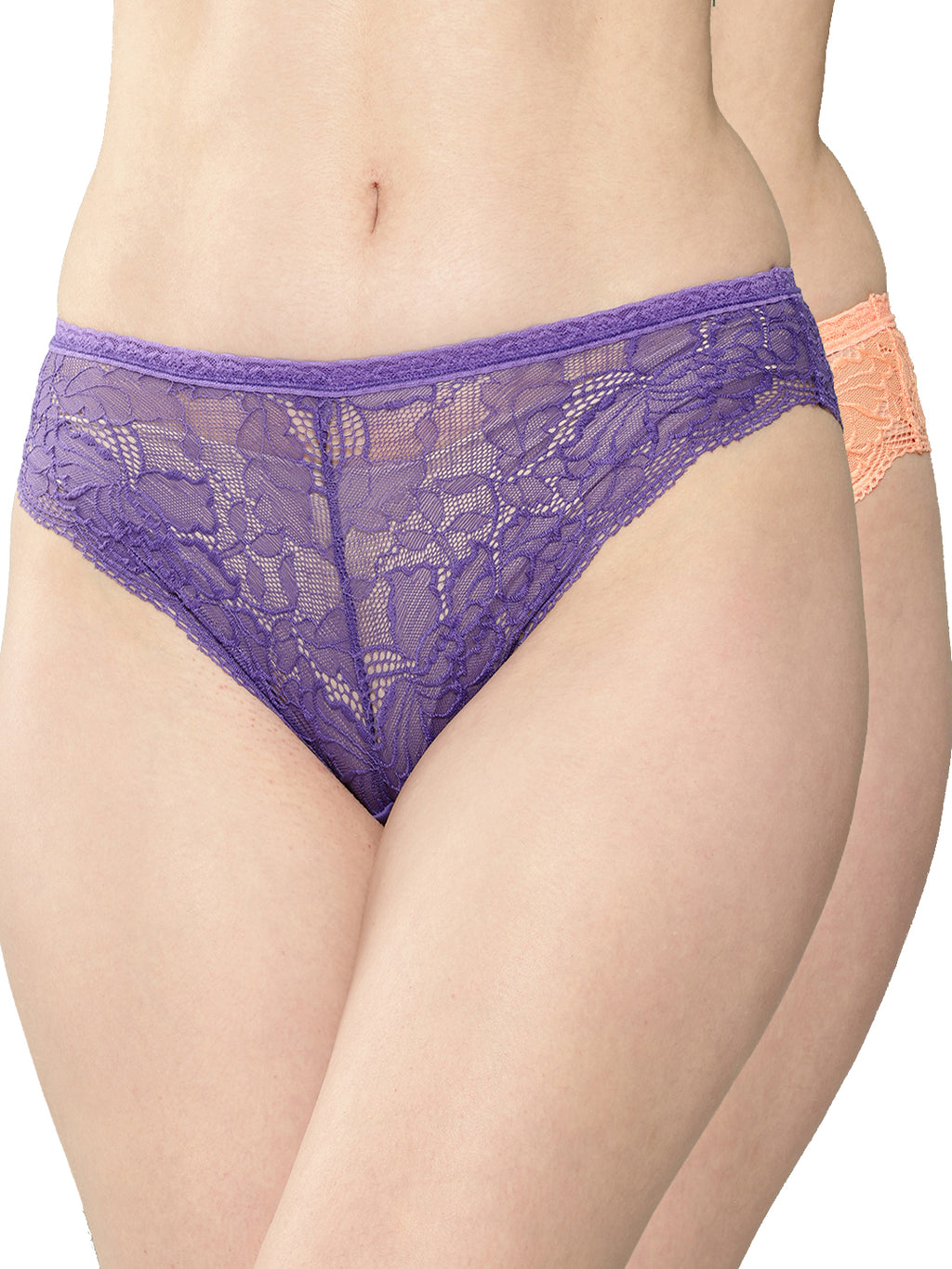 Women's Solid Mid Rise Bikini Lace Brief (Pack of 2)