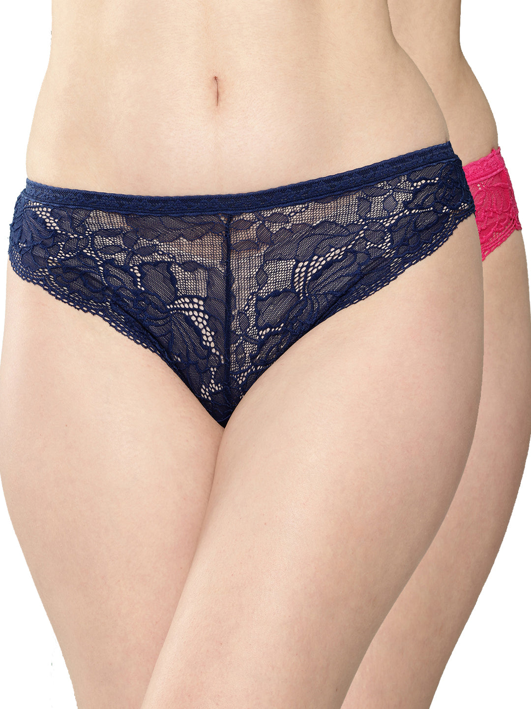 Women's Solid Mid Rise Bikini Lace Brief (Pack of 2)
