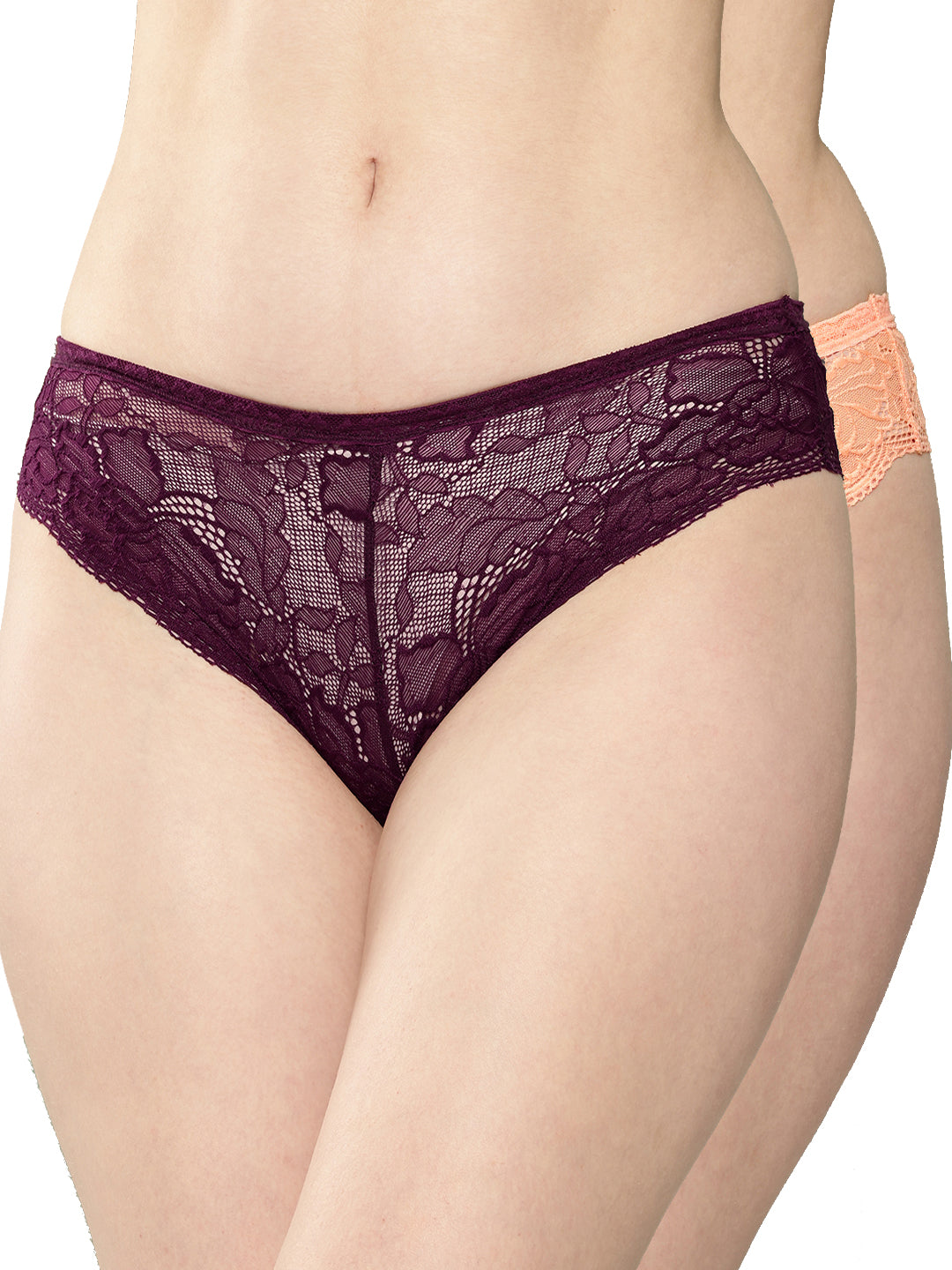 Women's Solid Mid Rise Bikini Lace Brief (Pack of 2)