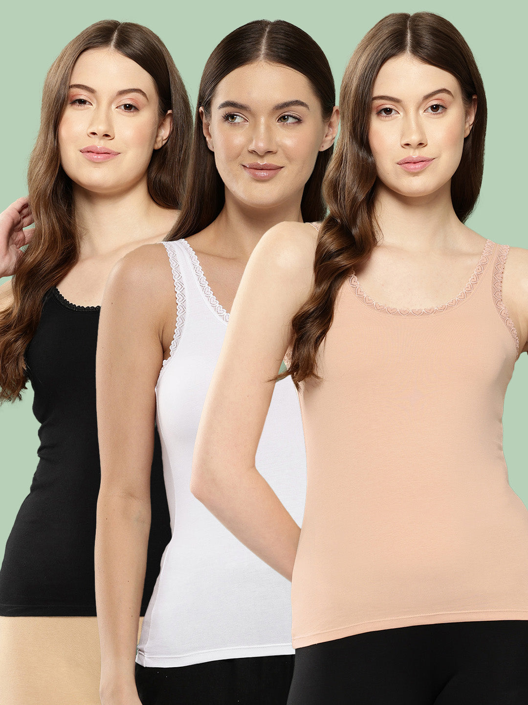 Women’s Solid U-Neck Sleeveless Tank Top Camisole (Pack of 3)