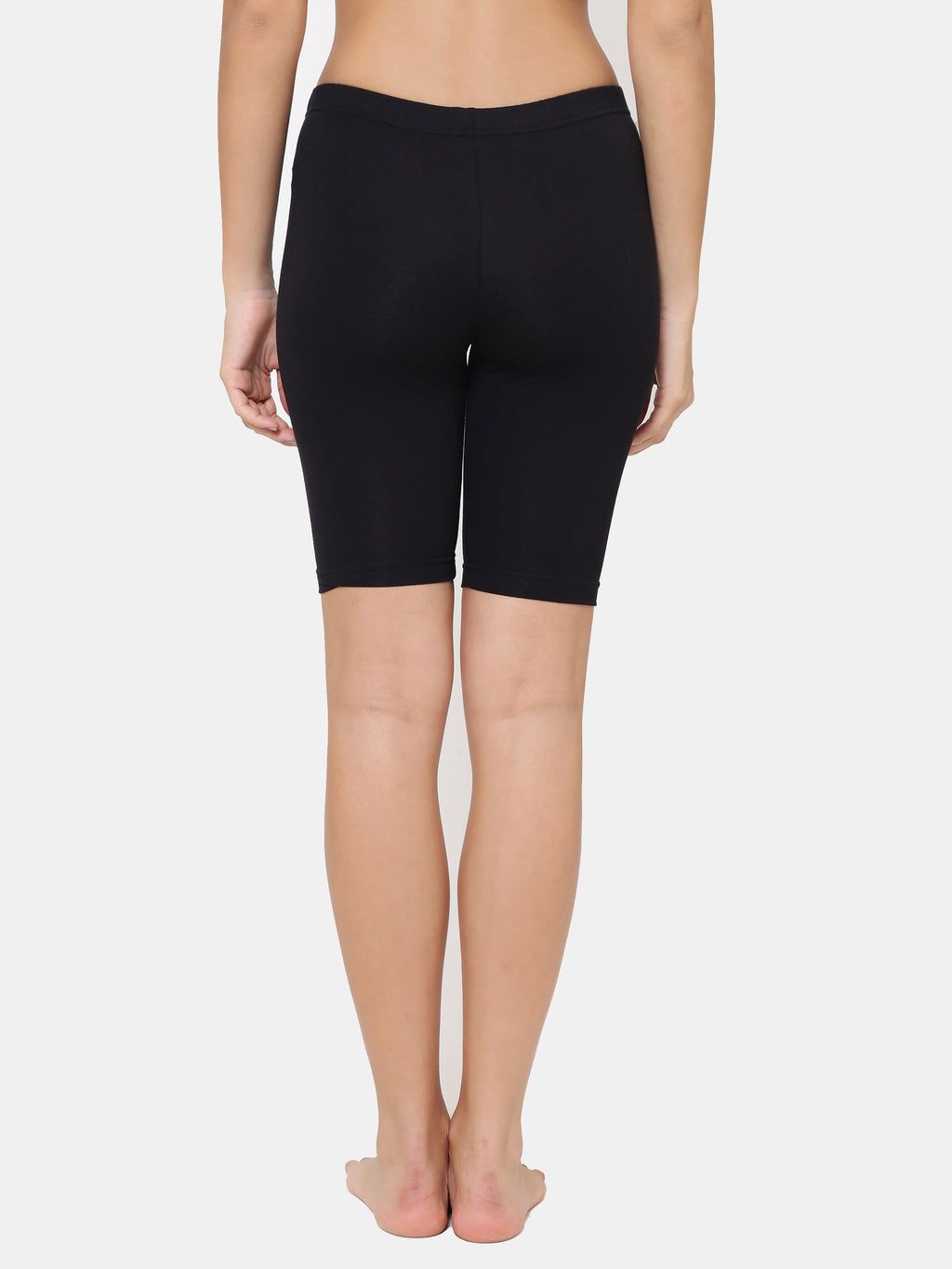 Women's Solid Cotton Black Workout/Training Shorts | C-SHORT-BLK-1 | Leading Lady